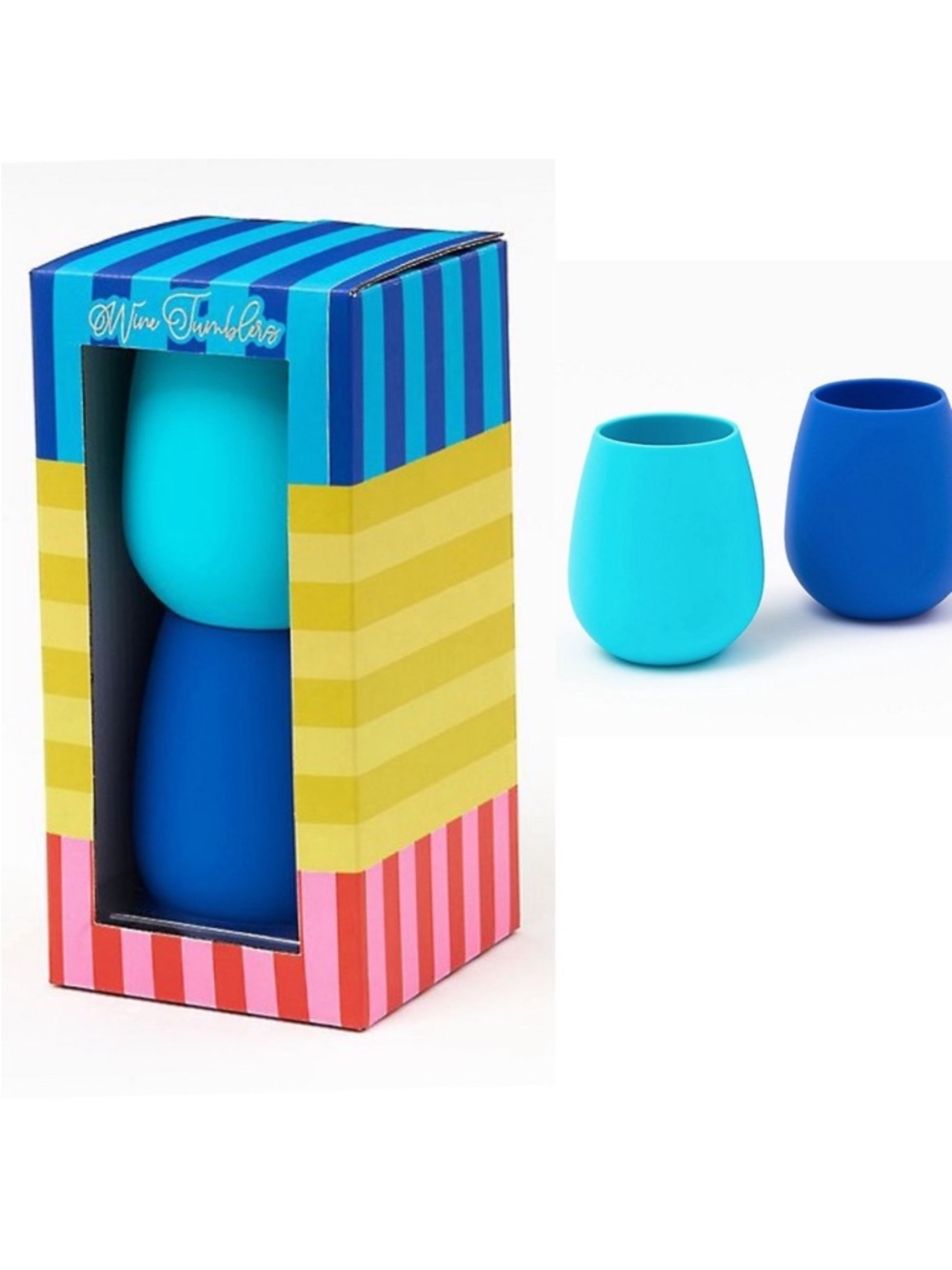 New in box! Set of 2 Silicone Stemless Wine Glasses